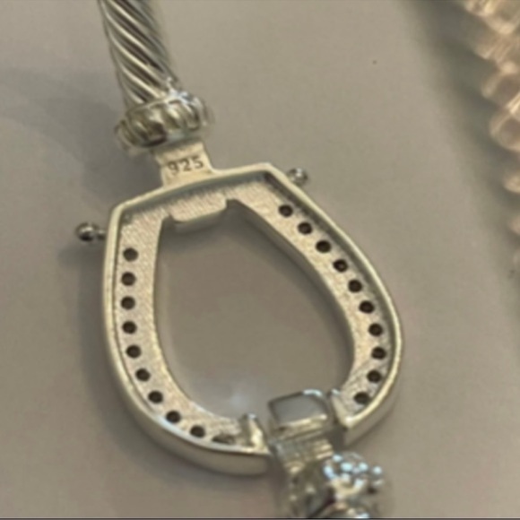 - Horseshoe Sterling Silver Zircon Bangle Bracelet - Picture 9 of 9